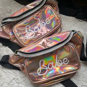 Two Babe Metallic Fannypacks Crossbody Bags
